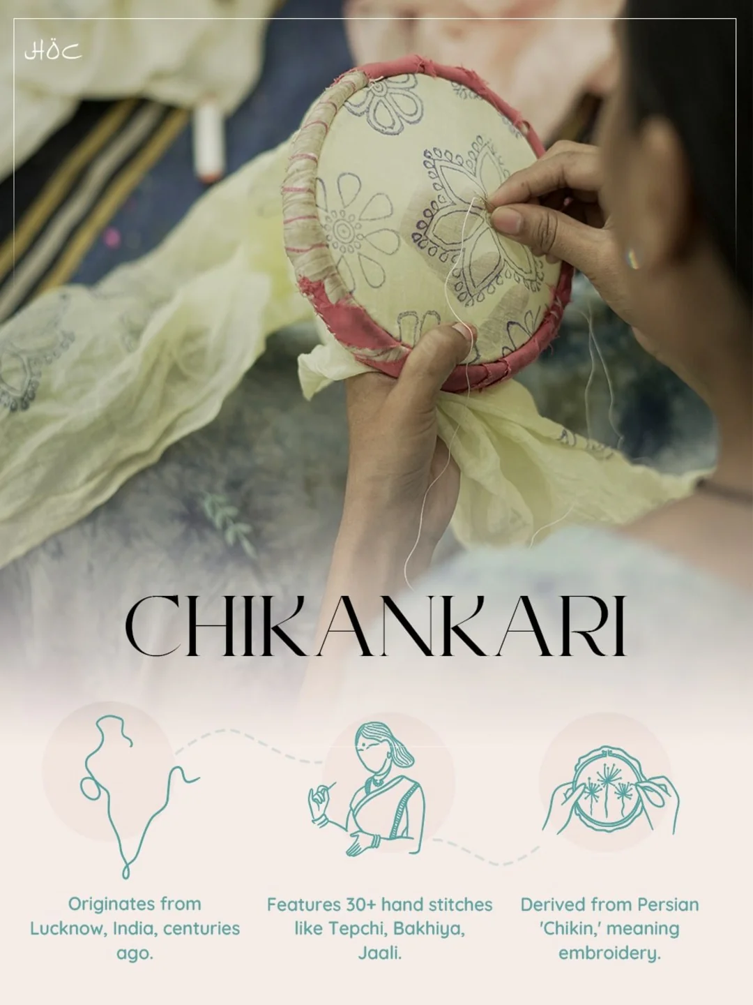 HOC Banarasi Chanderi Chikankari Solid Women's Long Kurta- Dark Pink - Image 7
