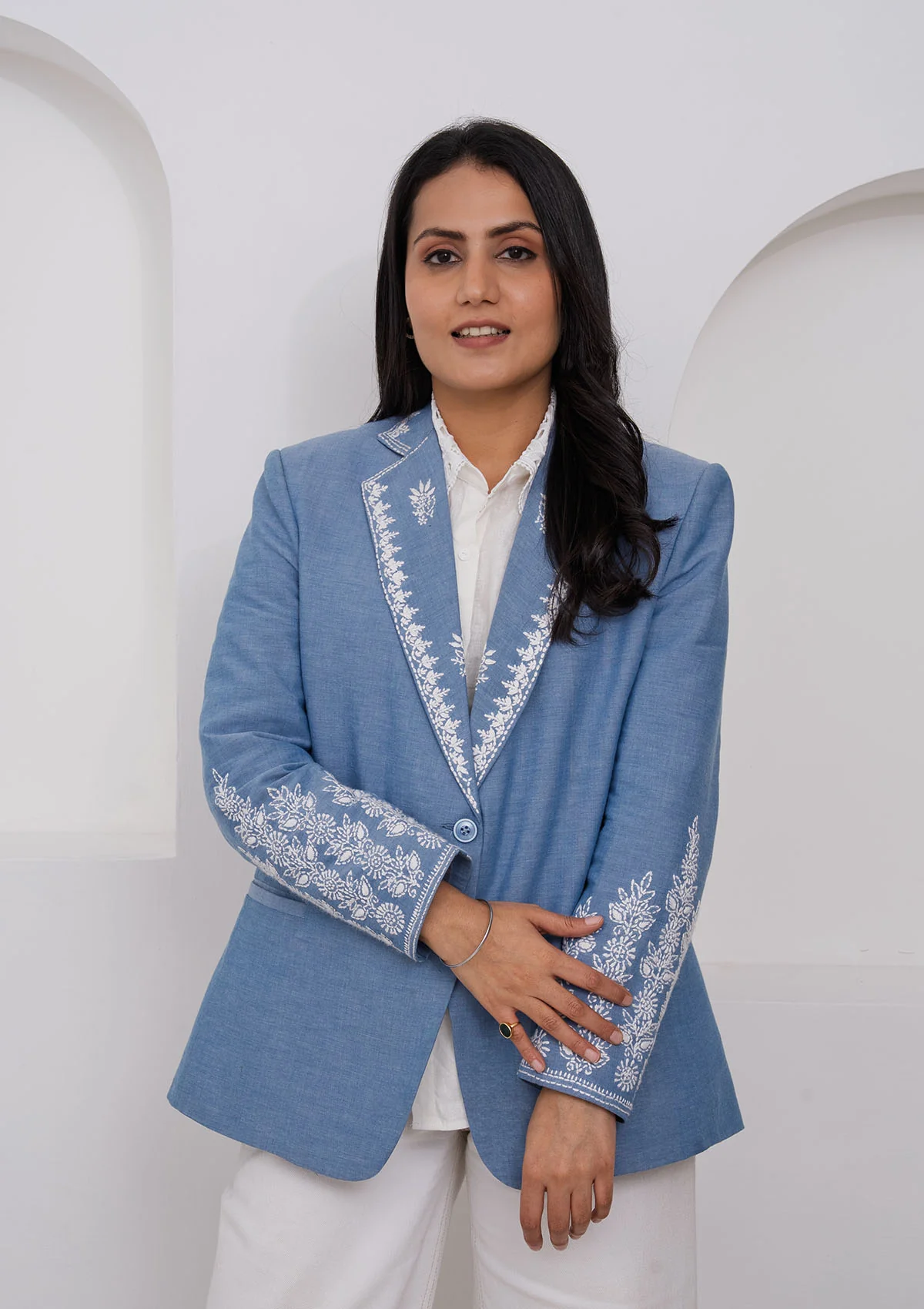 HOC Crafted Chikankari Women's Blazer