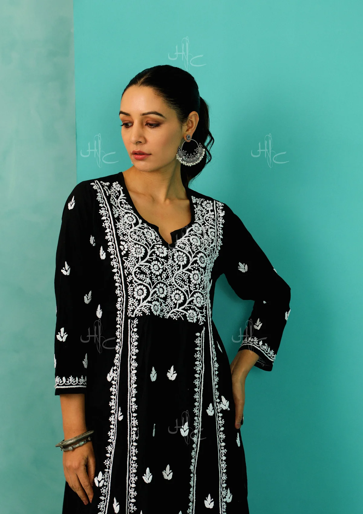 Chandni Chikankari Cotton A-line Kurta - Image 2
