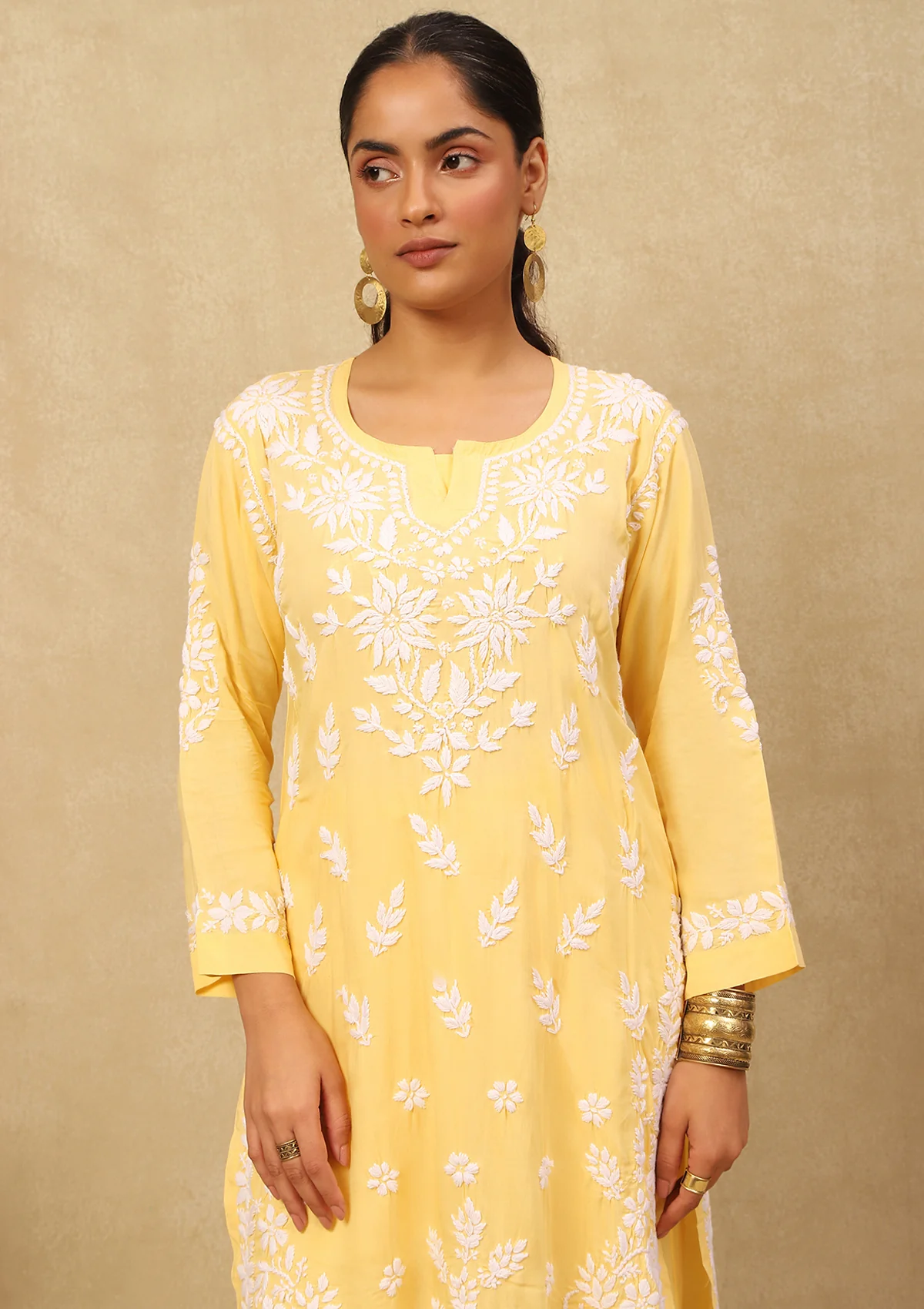 HOC Bushra Chikankari Modal Straight Kurta Set - Image 4