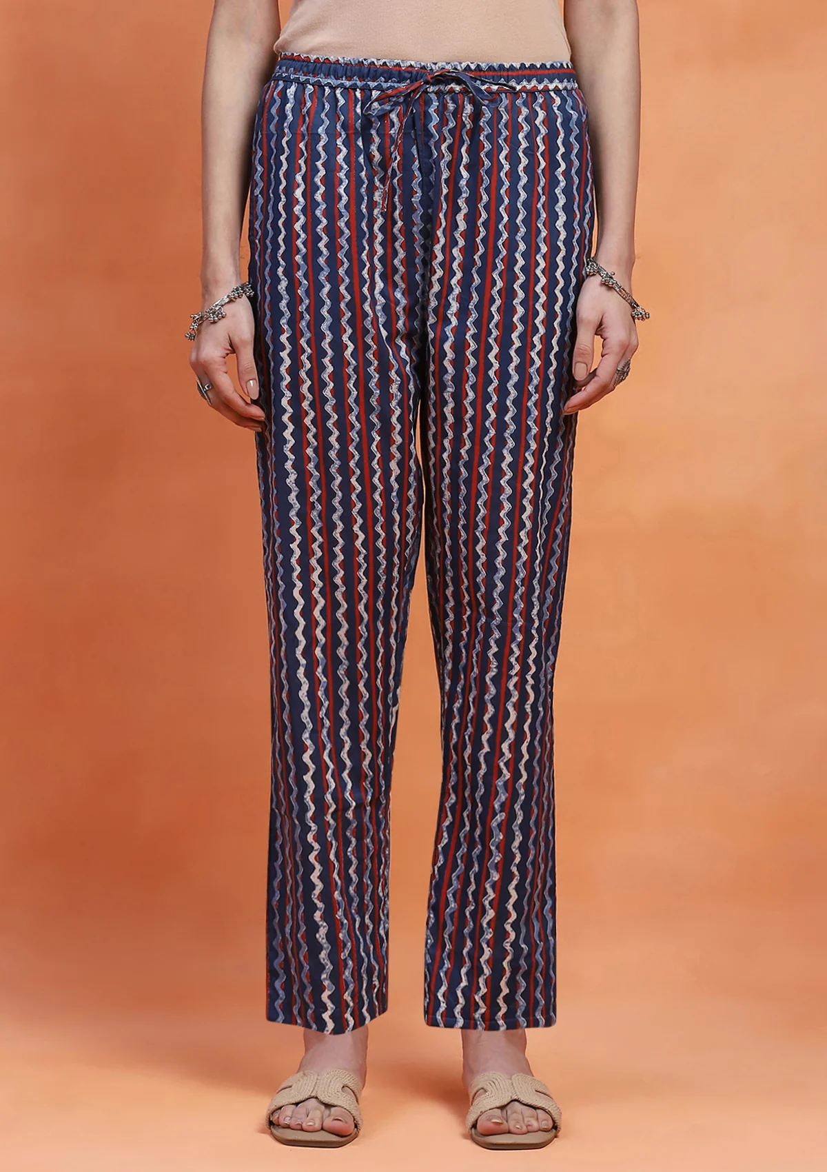 HOC Cotton Printed Women's Pant - Blue - Image 3