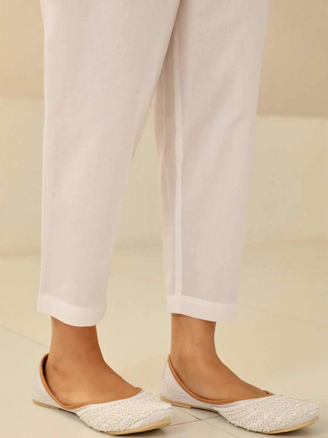 HOC Cotton Solid Women's Pants - White - Image 5