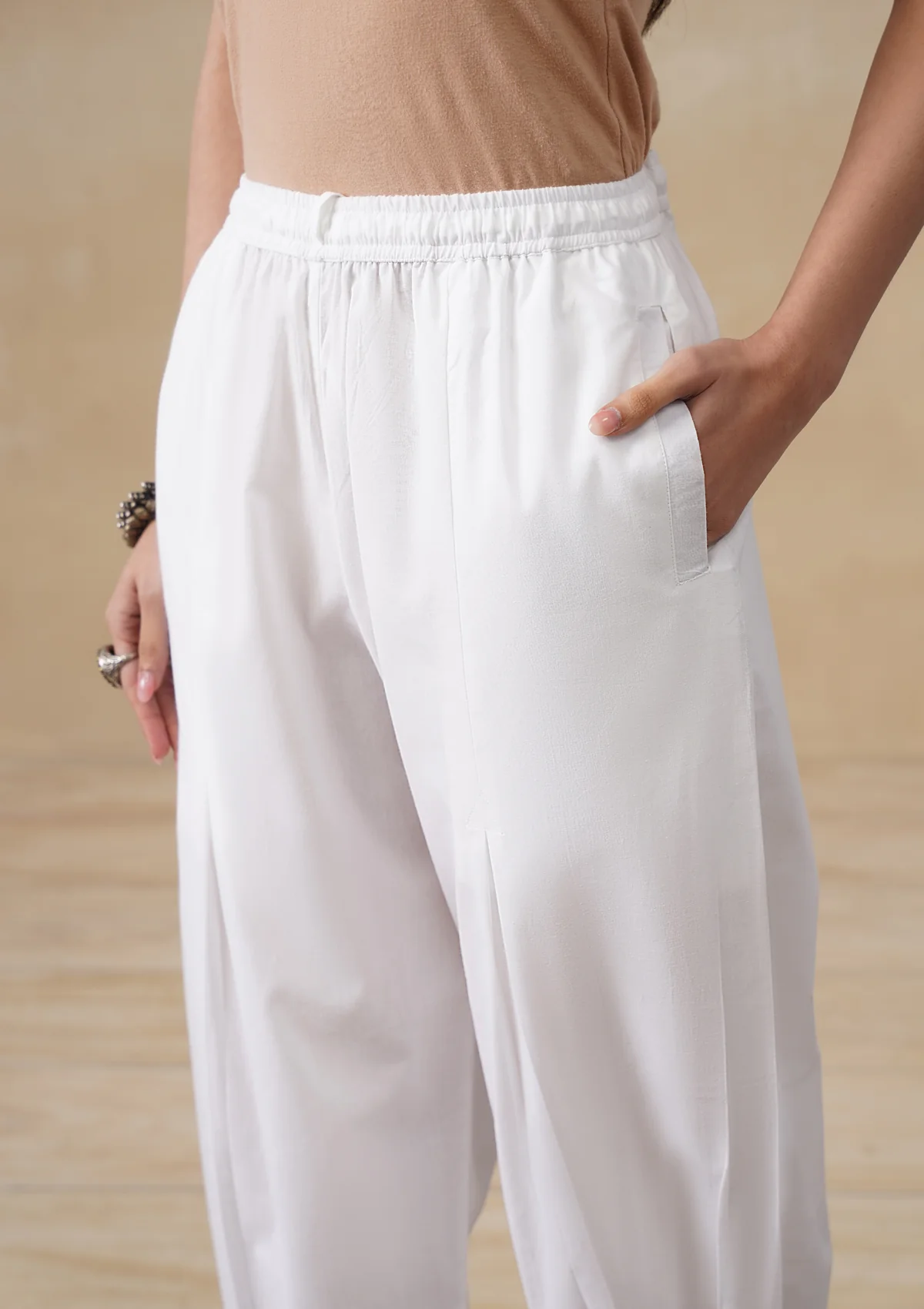 HOC Cotton Women's Solid Afghani Pant - White - Image 4