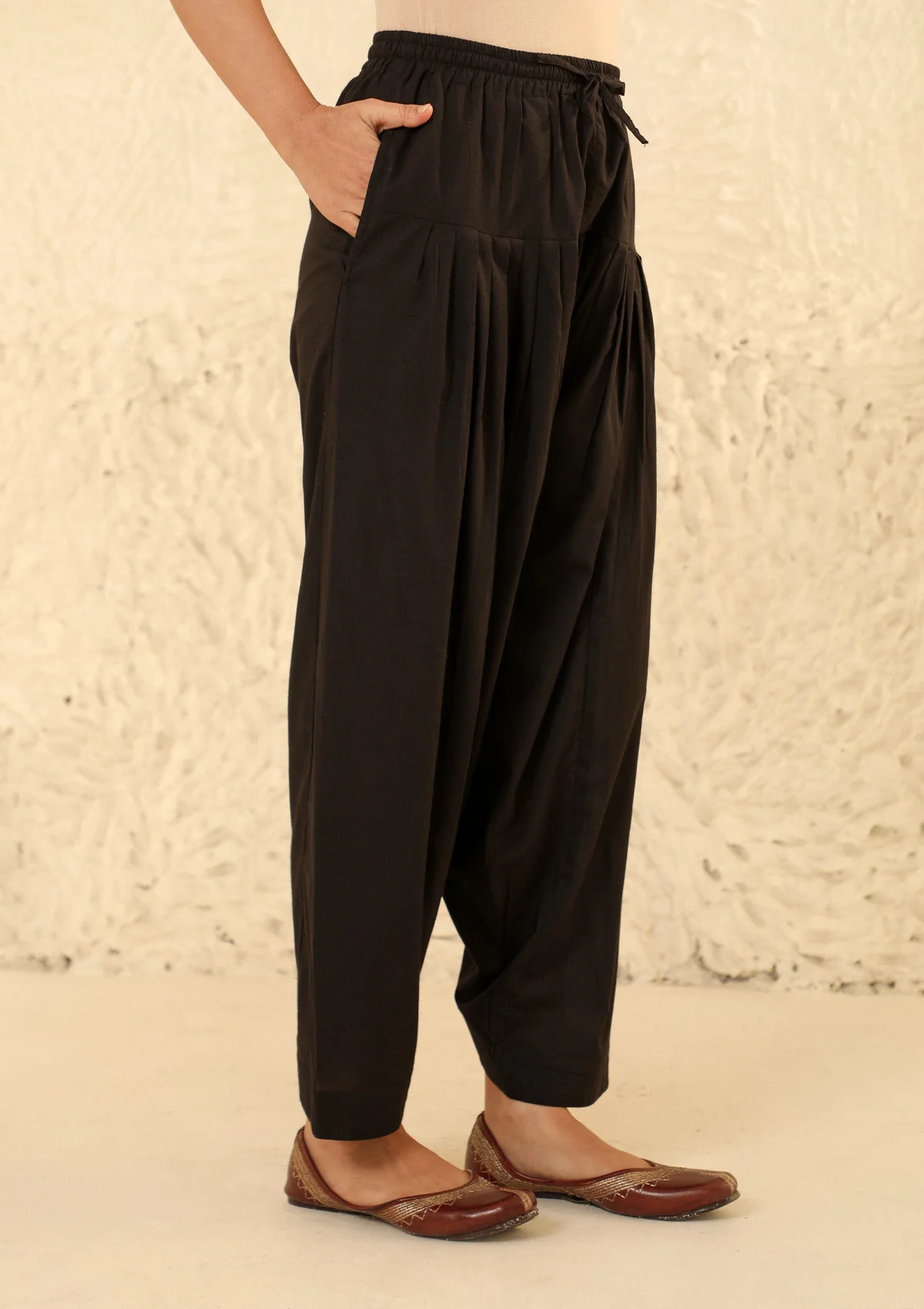 HOC Cotton Women's Solid Salwar - Black - Image 4