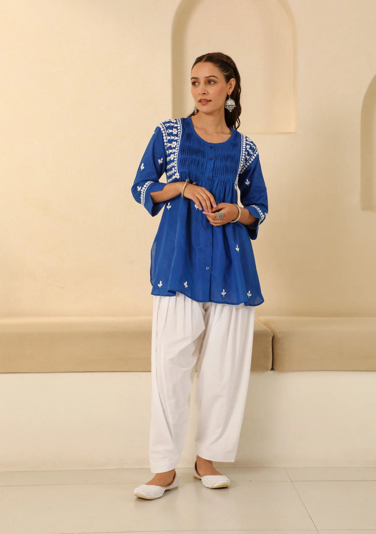 HOC Cotton Women's Solid Salwar - White - Image 2