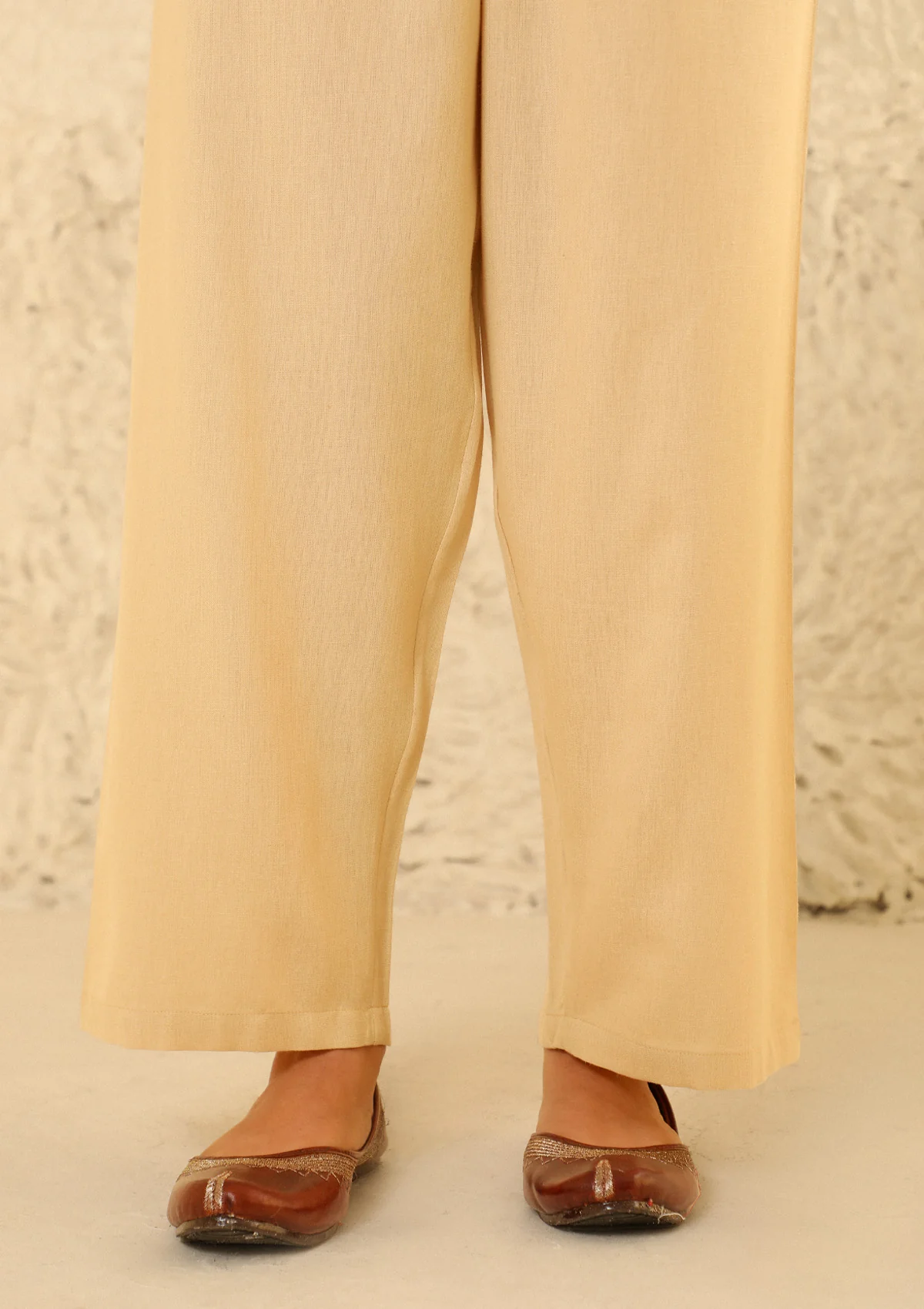 HOC Cotton Loom Women's Solid Straight Pant - Beige - Image 3