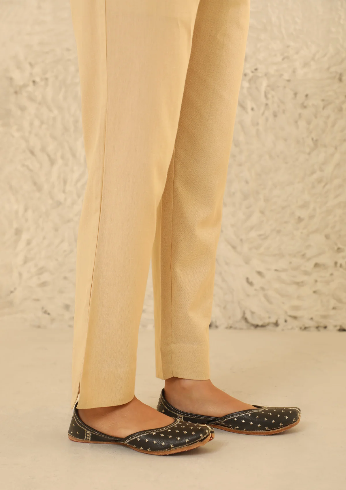 HOC Cotton Loom Women's Solid Tapered Pant - Beige - Image 3