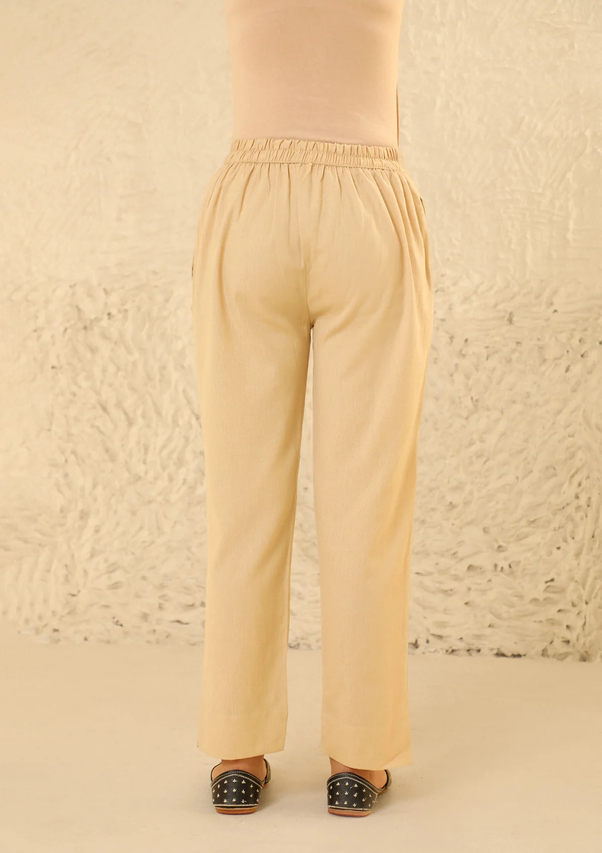 HOC Cotton Loom Women's Solid Tapered Pant - Beige - Image 5