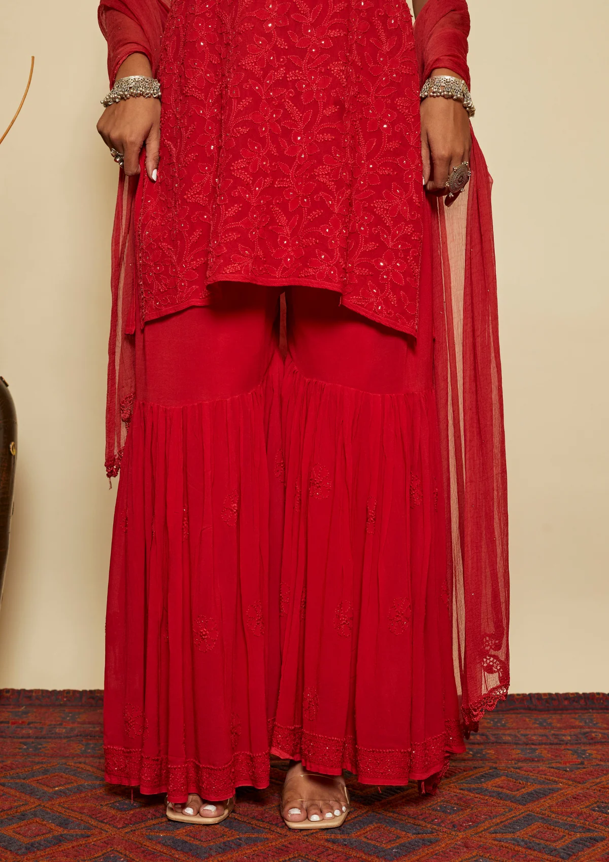 HOC Dia Chikankari Georgette Straight Kurta Set - Image 9