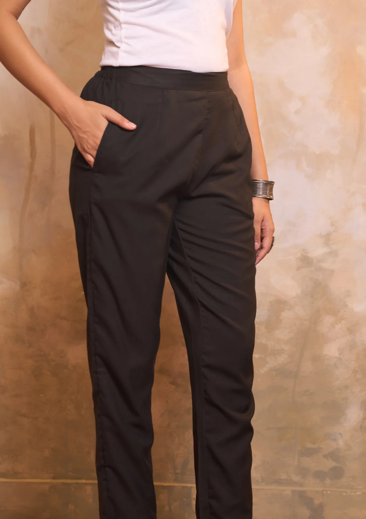 HOC Cotton Embroidered Zari Work Solid Women's 2 PC Co-ords-Set - Black - Image 4