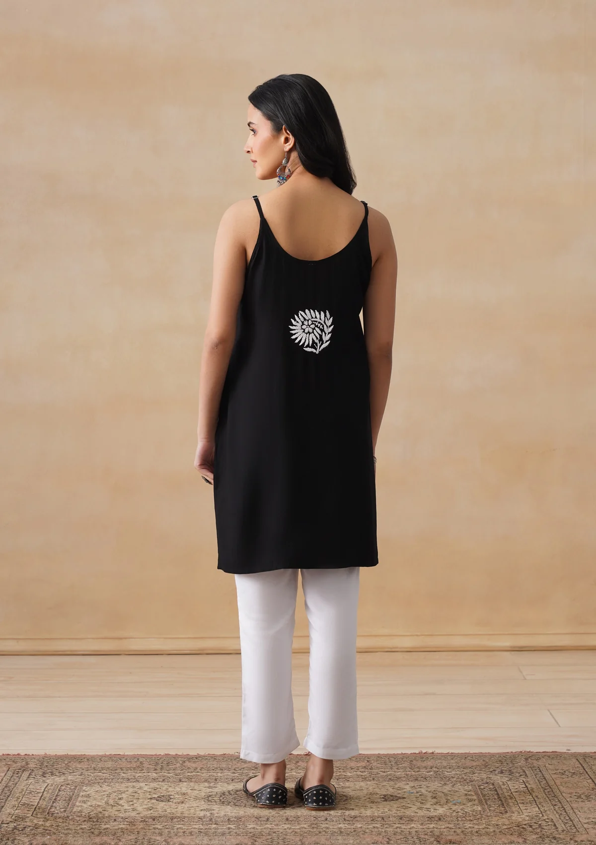 HOC Rayon Chikankari Solid Women's Short Kurta - Black - Image 6