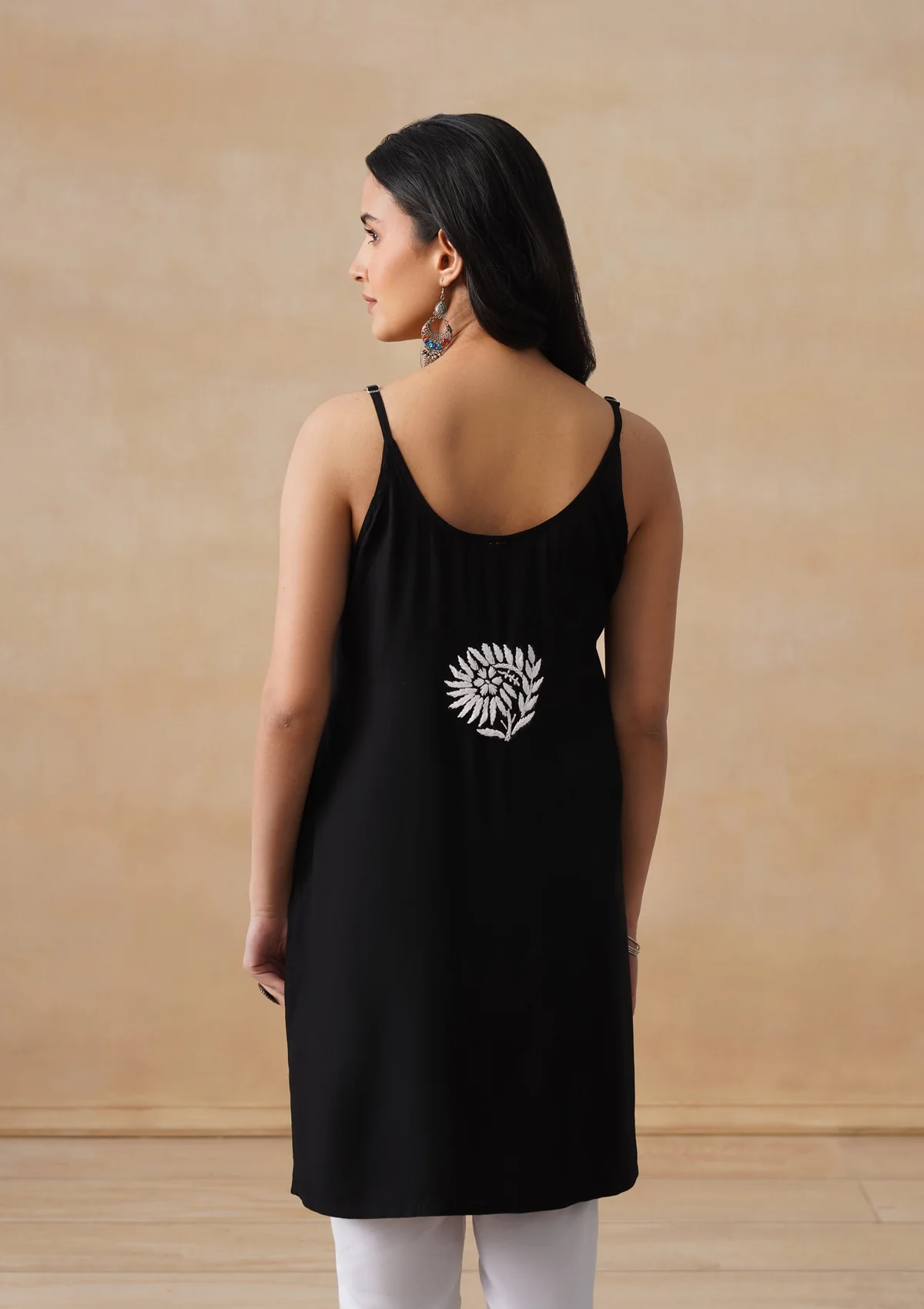 HOC Rayon Chikankari Solid Women's Short Kurta - Black - Image 7