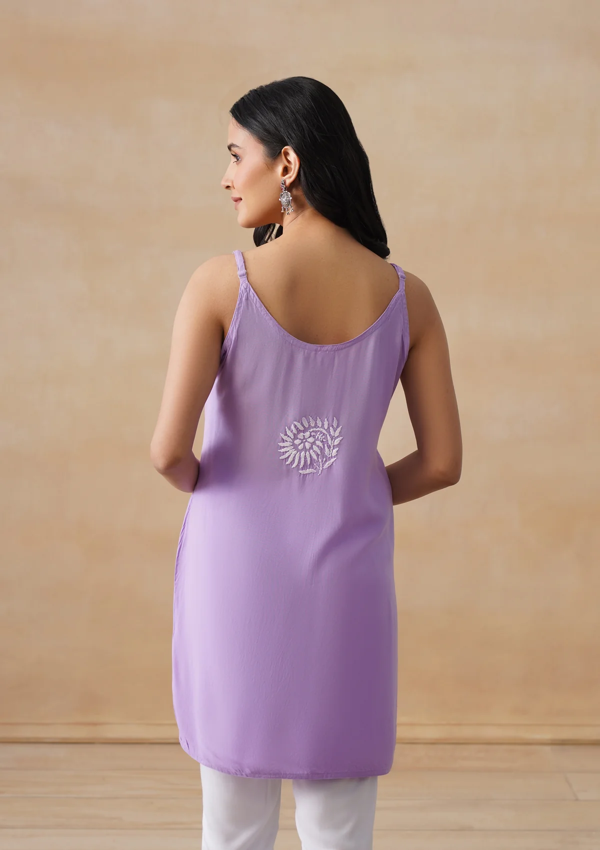 HOC Rayon Chikankari Solid Women's Short Kurta - Lavender - Image 8
