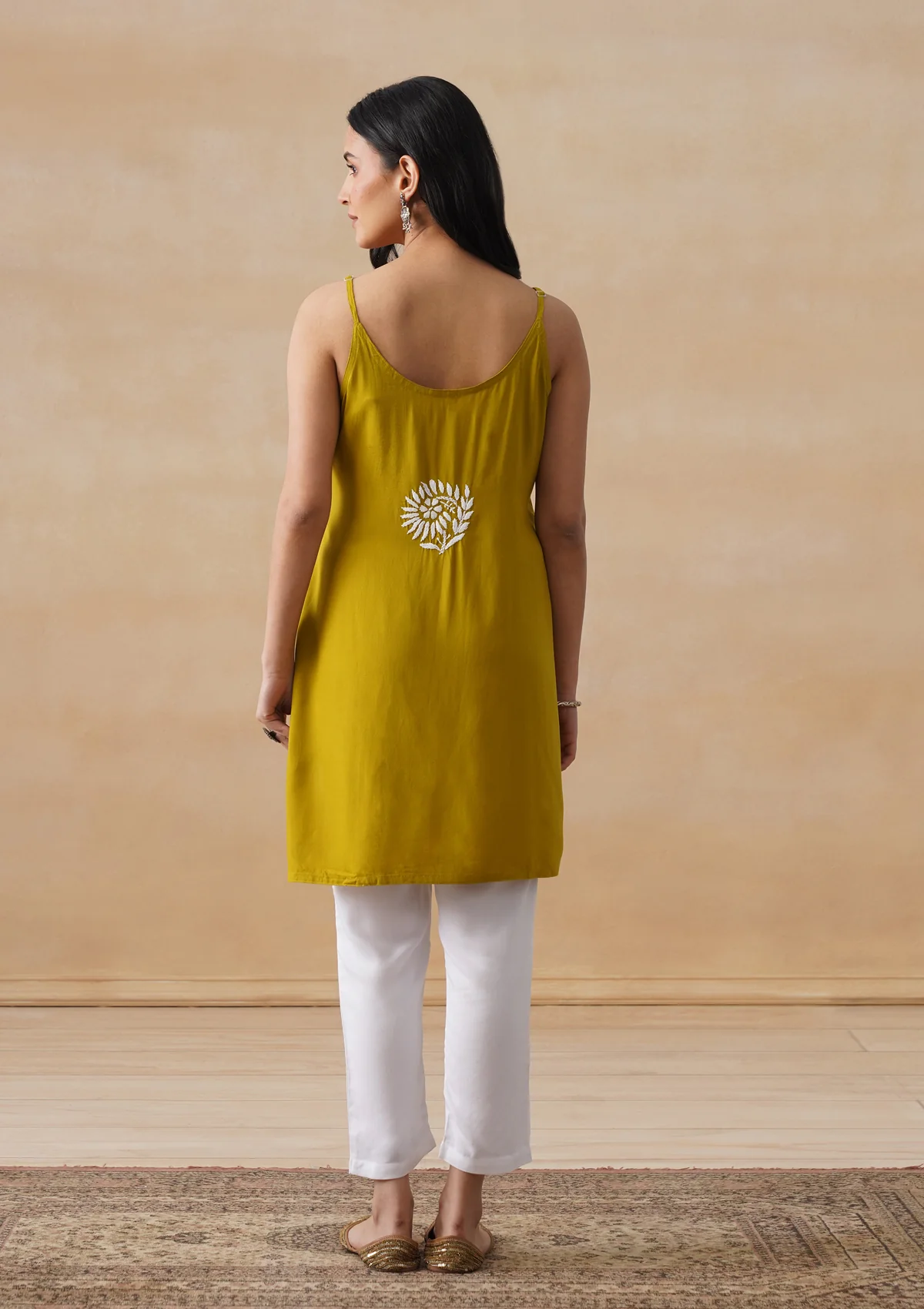 HOC Rayon Chikankari Solid Women's Short Kurta - Lime Yellow - Image 10