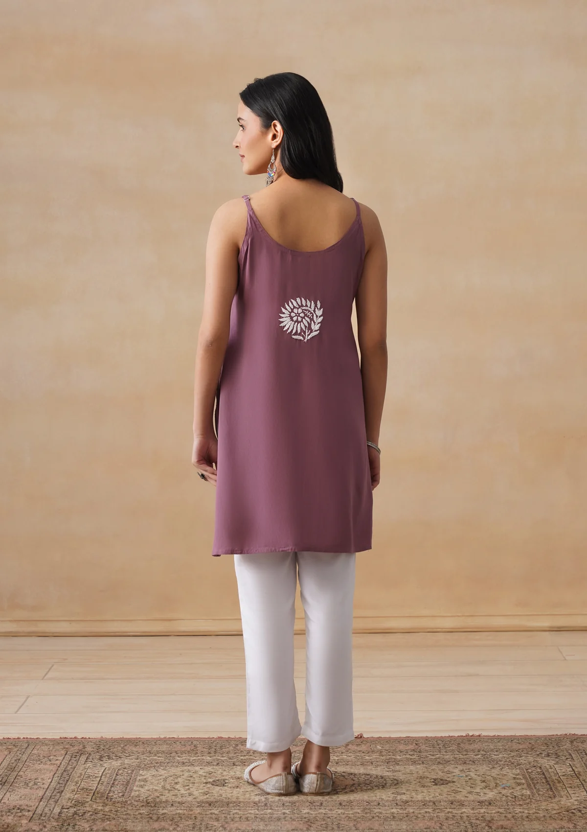 HOC Rayon Chikankari Solid Women's Short Kurta - Mauve - Image 6