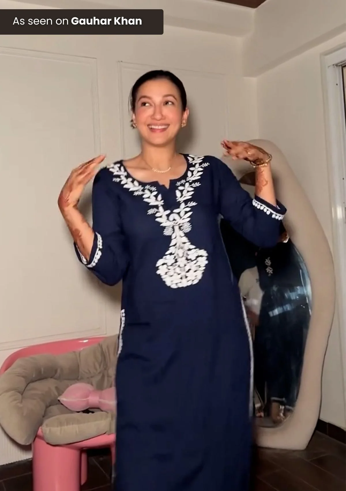 HOC Karima Chikankari Rayon Straight Kurta Set - Image 3