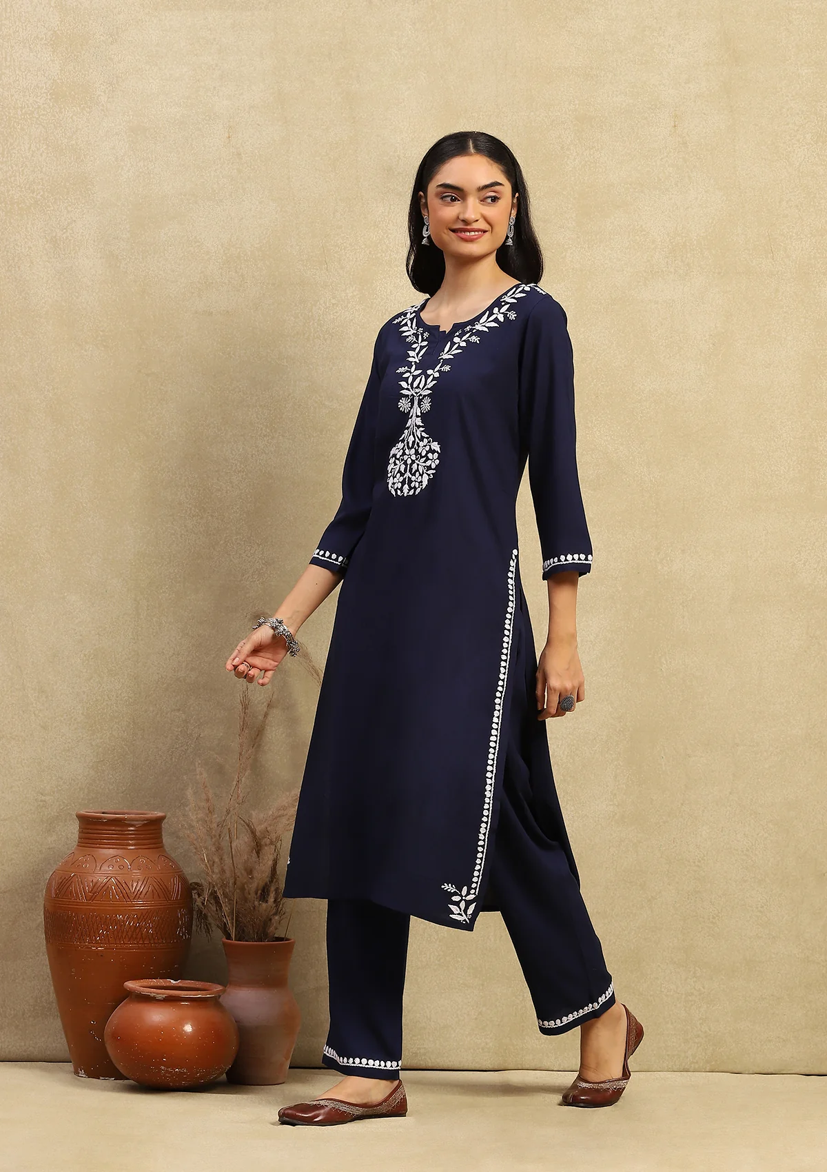 HOC Karima Chikankari Rayon Straight Kurta Set - Image 7