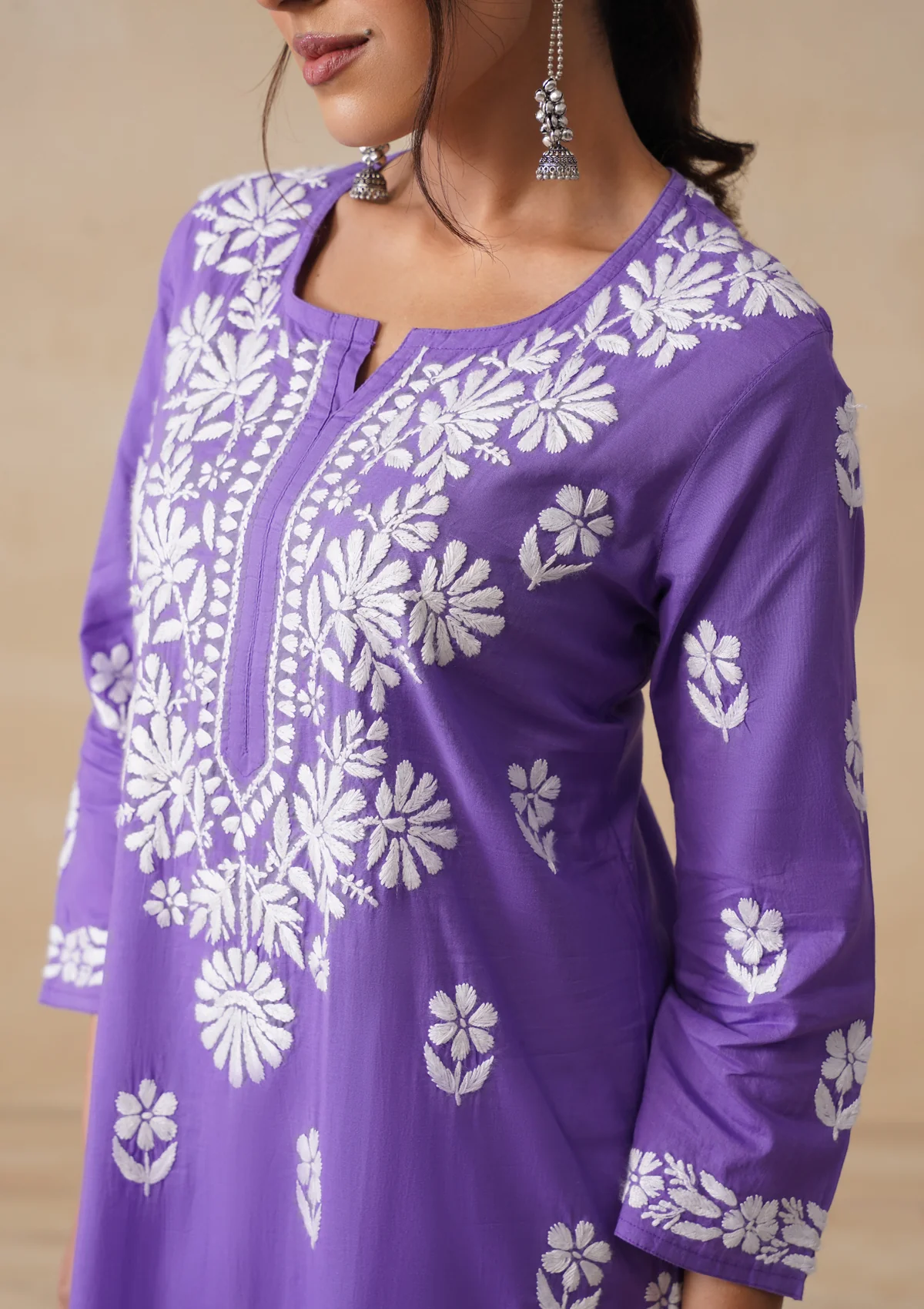 HOC Nida Chikankari Cotton Straight Kurta - Image 5