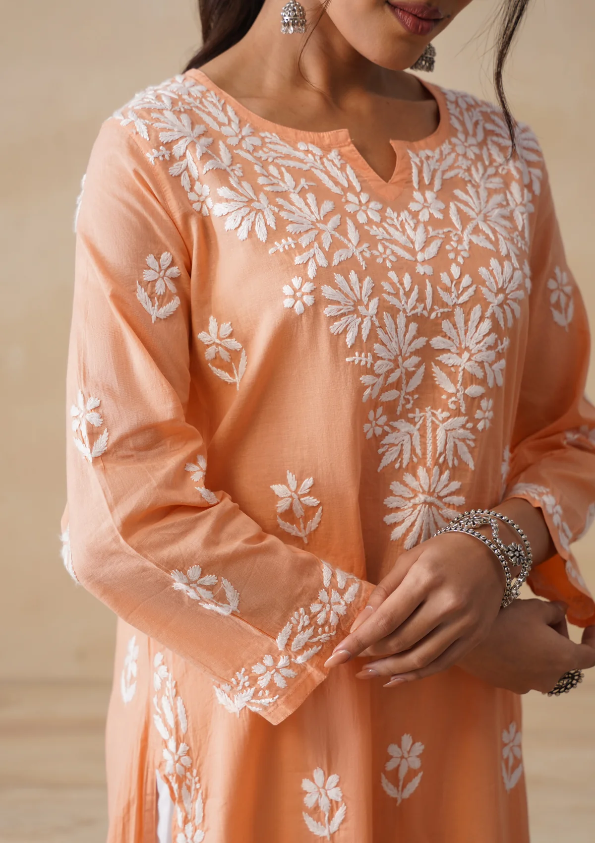 HOC Nida Chikankari Cotton Straight Kurta - Image 5