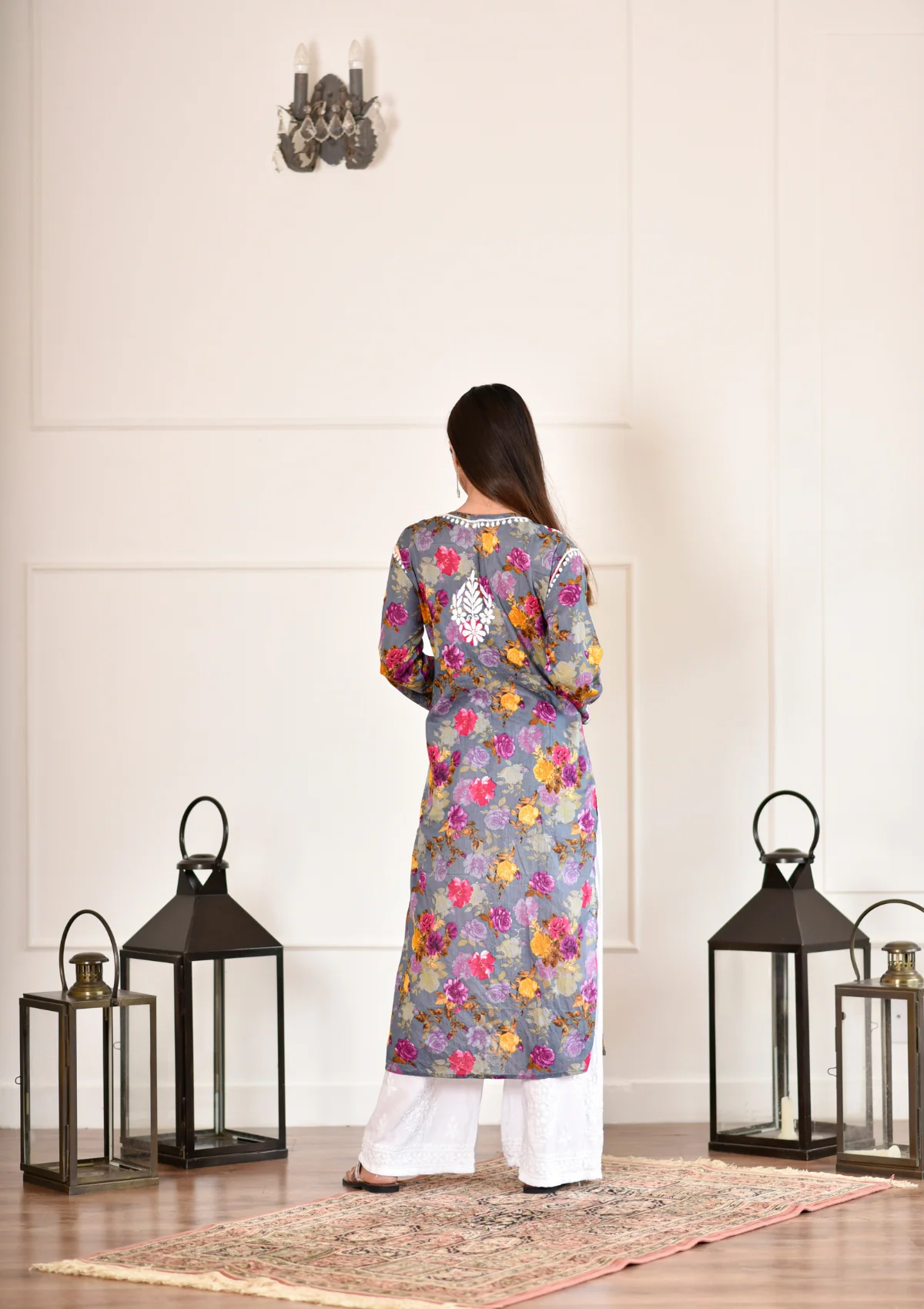 HOC Nuha Chikankari Mulmul Straight Kurta - Image 6