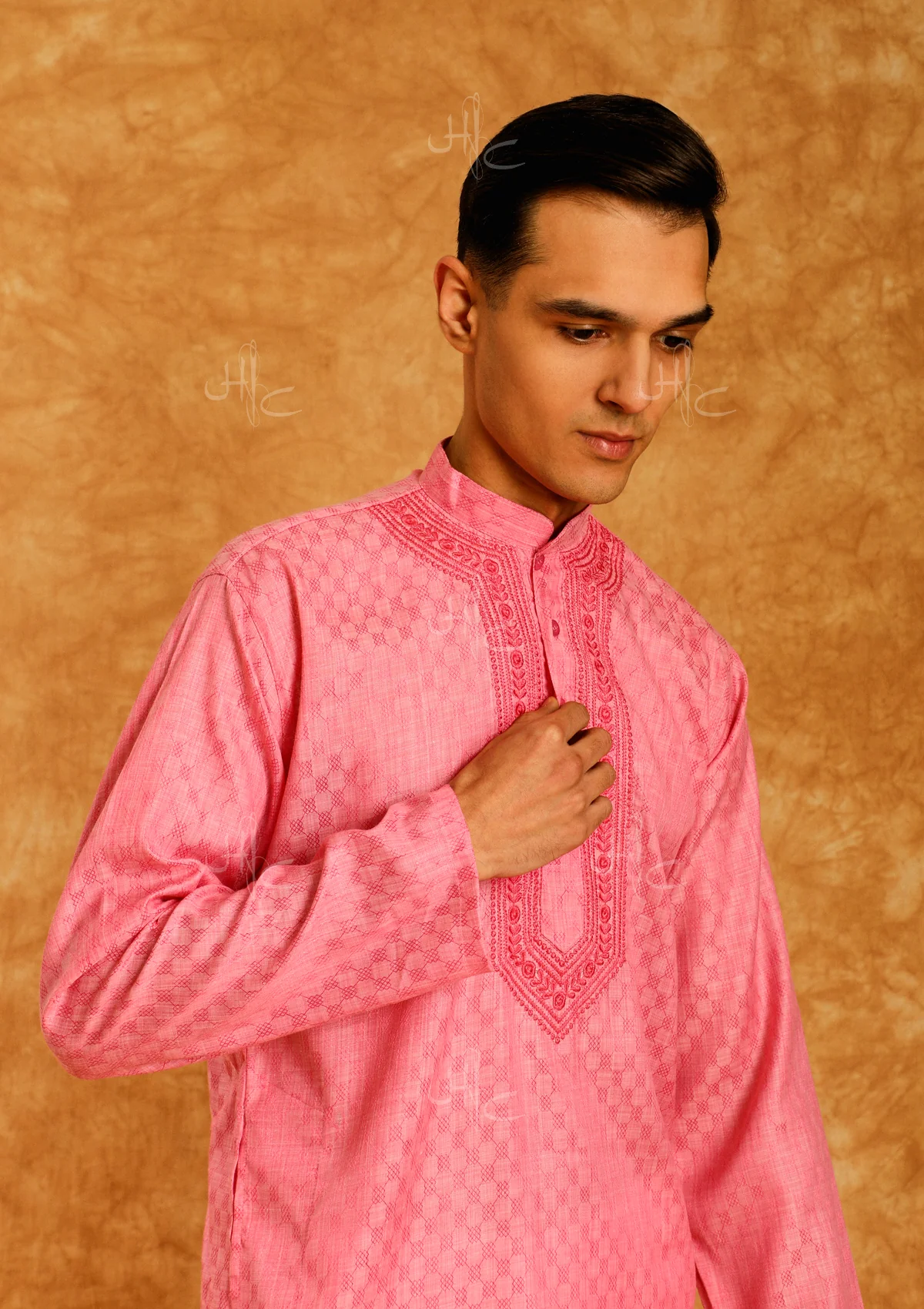 HOC Rauf Embroidered Rayon Straight Men's Kurta - Image 3