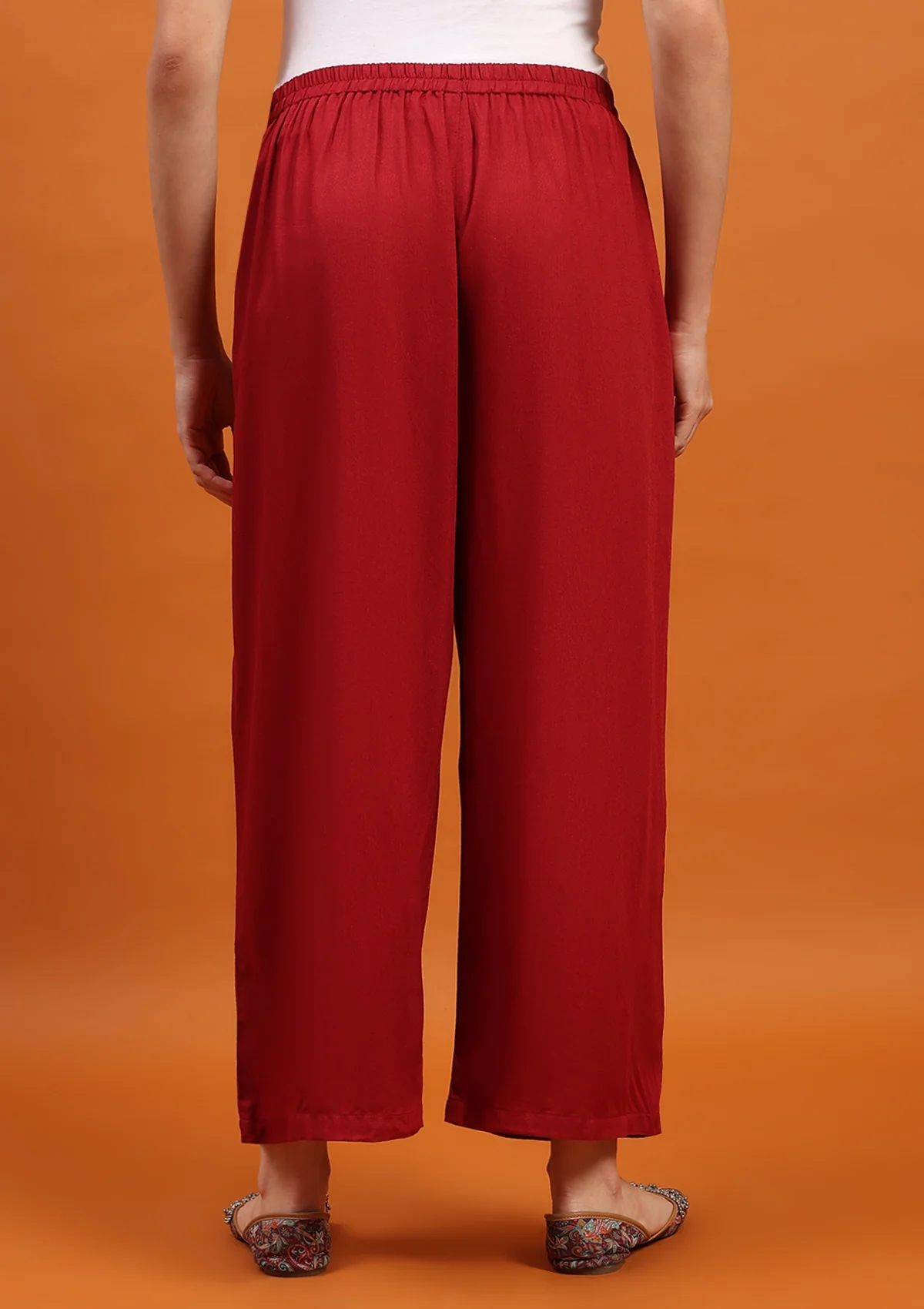 HOC Rayon Solid Women's Palazzo- Maroon - Image 5