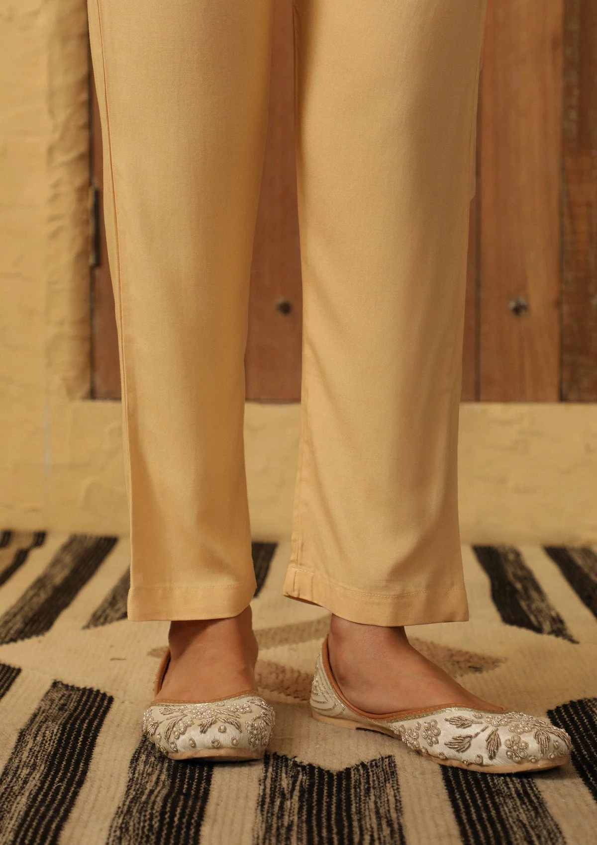 HOC Rayon Solid Women's Pants - Beige - Image 6