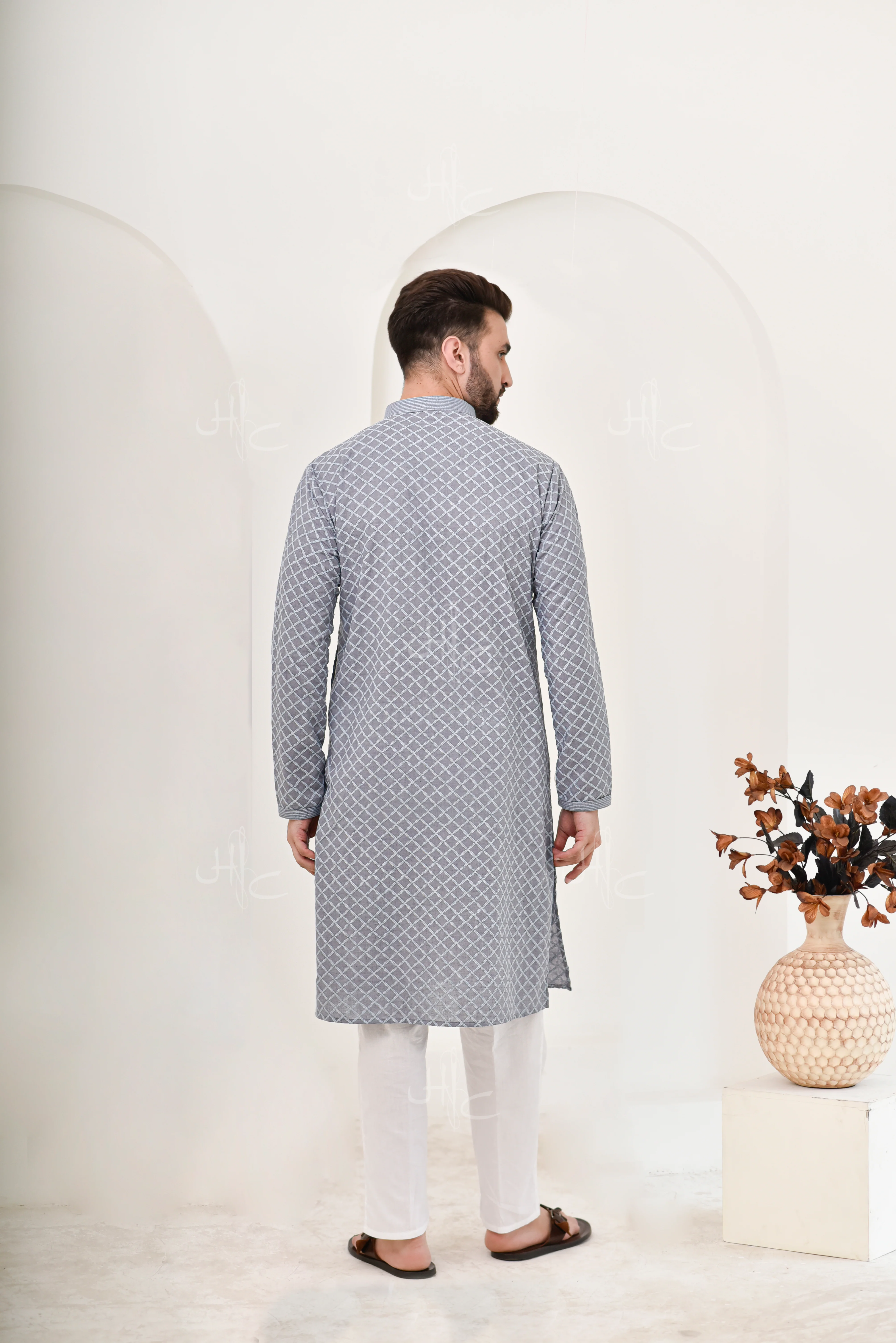 HOC Shaan Chikankari Cotton Straight Men's Kurta - Image 5
