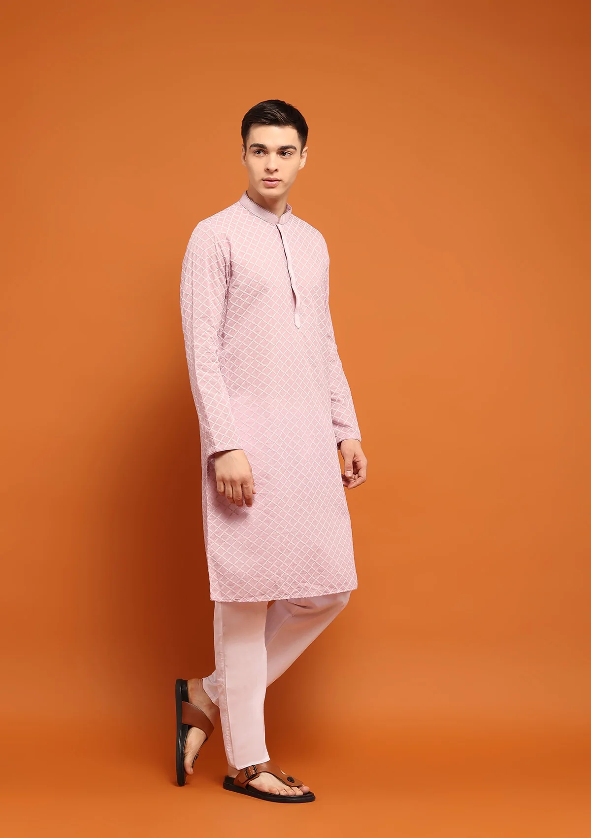HOC Shaan Chikankari Cotton Straight Men's Kurta - Image 5