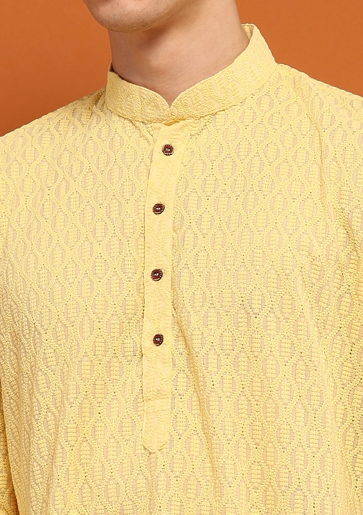 HOC Shayan Chikankari Cotton Straight Short Men's Kurta - Image 4