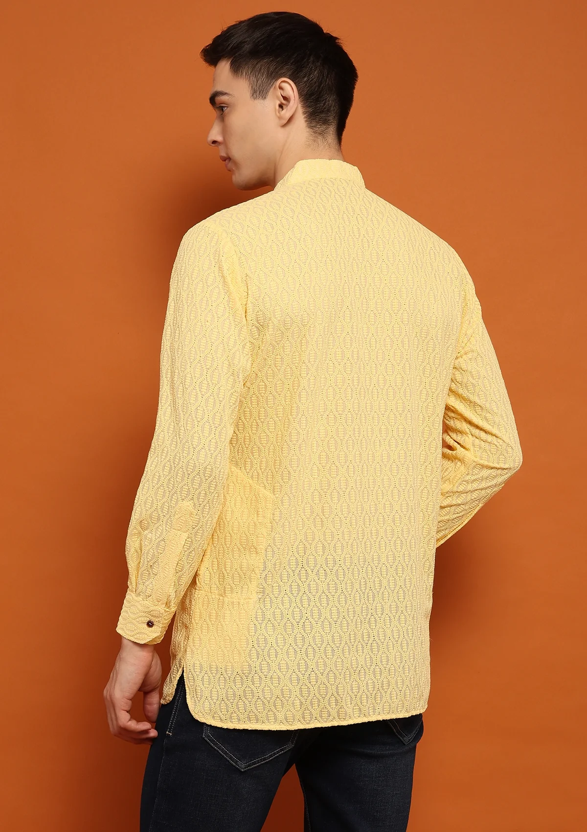 HOC Shayan Chikankari Cotton Straight Short Men's Kurta - Image 7